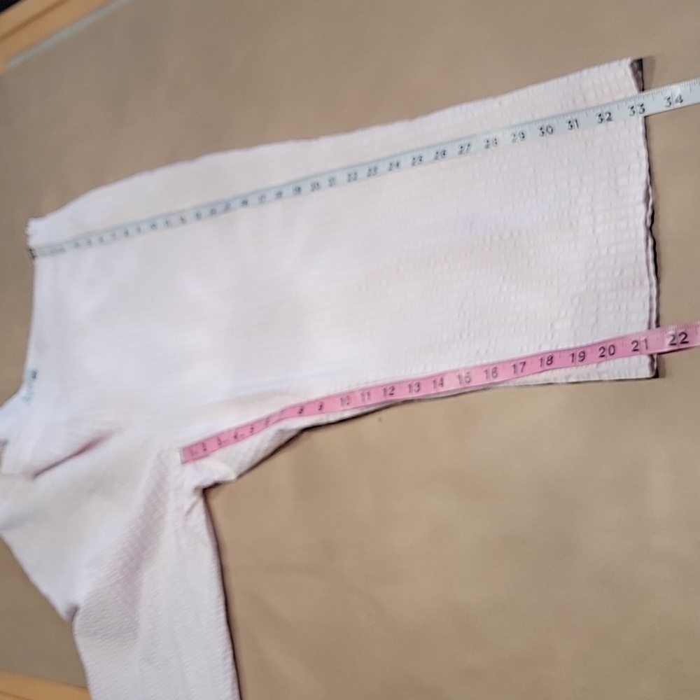 Kim Rogers Size 14 Pink and White Gingham Seersucker Cropped Pants - Picture 12 of 14
